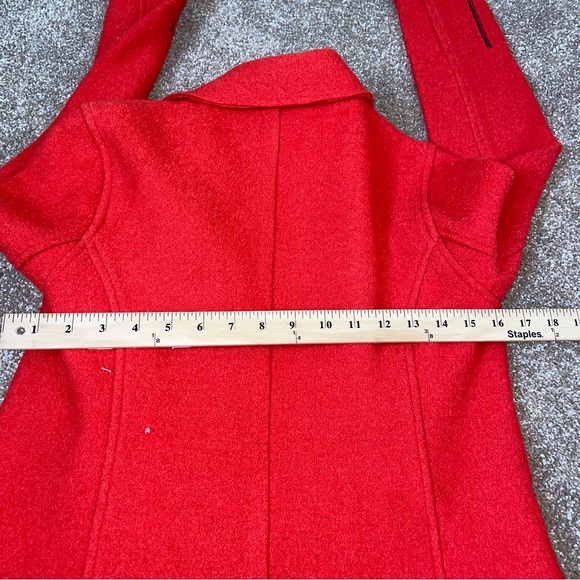 Tahari jacket wool blend biker jacket asymmetrical zip red/orange pockets SZ M - Picture 3 of 10